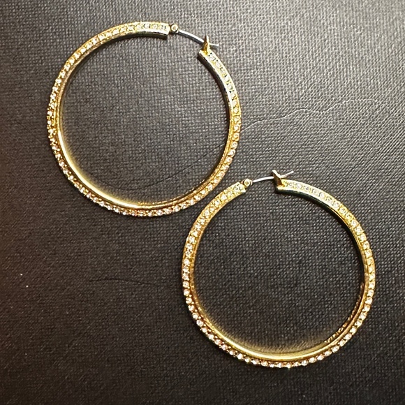 Gold Pavé Hoop Earrings - Picture 1 of 4